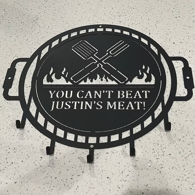 Master of the Grill Metal Sign with Utensil Hangers