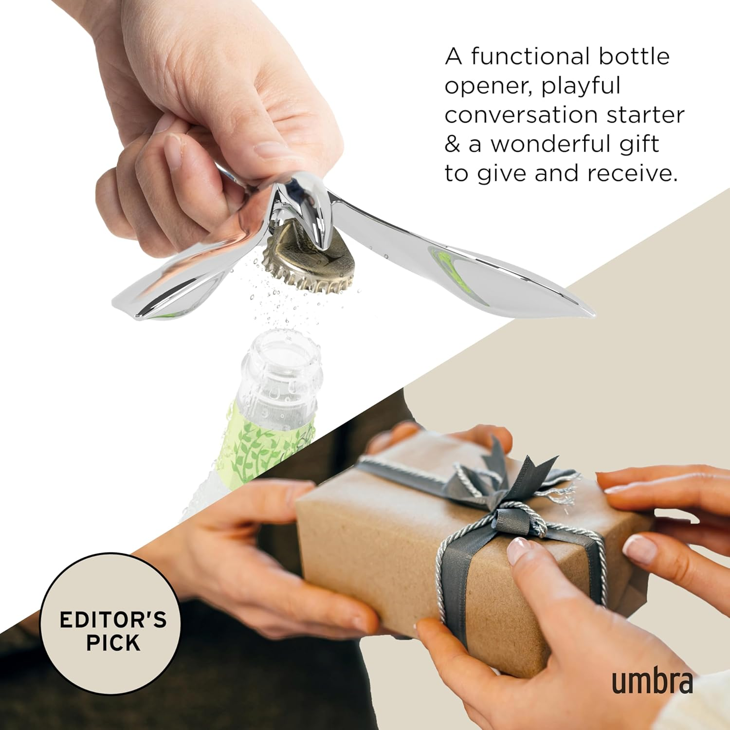 Umbra Tipsy Bottle Opener, Sculptural Bar Accessory