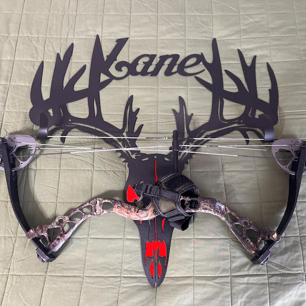 2025 NEW - Personalized Double Bow Hook Metal Deer Skull Rack-The best gift for Christmas