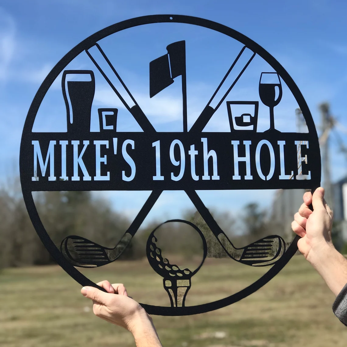 Golf 19th Hole Custom Name Metal Sign