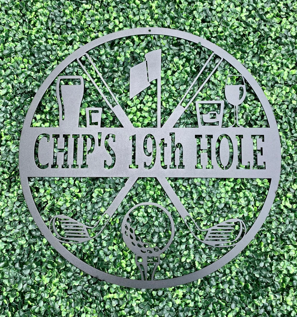 Golf 19th Hole Custom Name Metal Sign