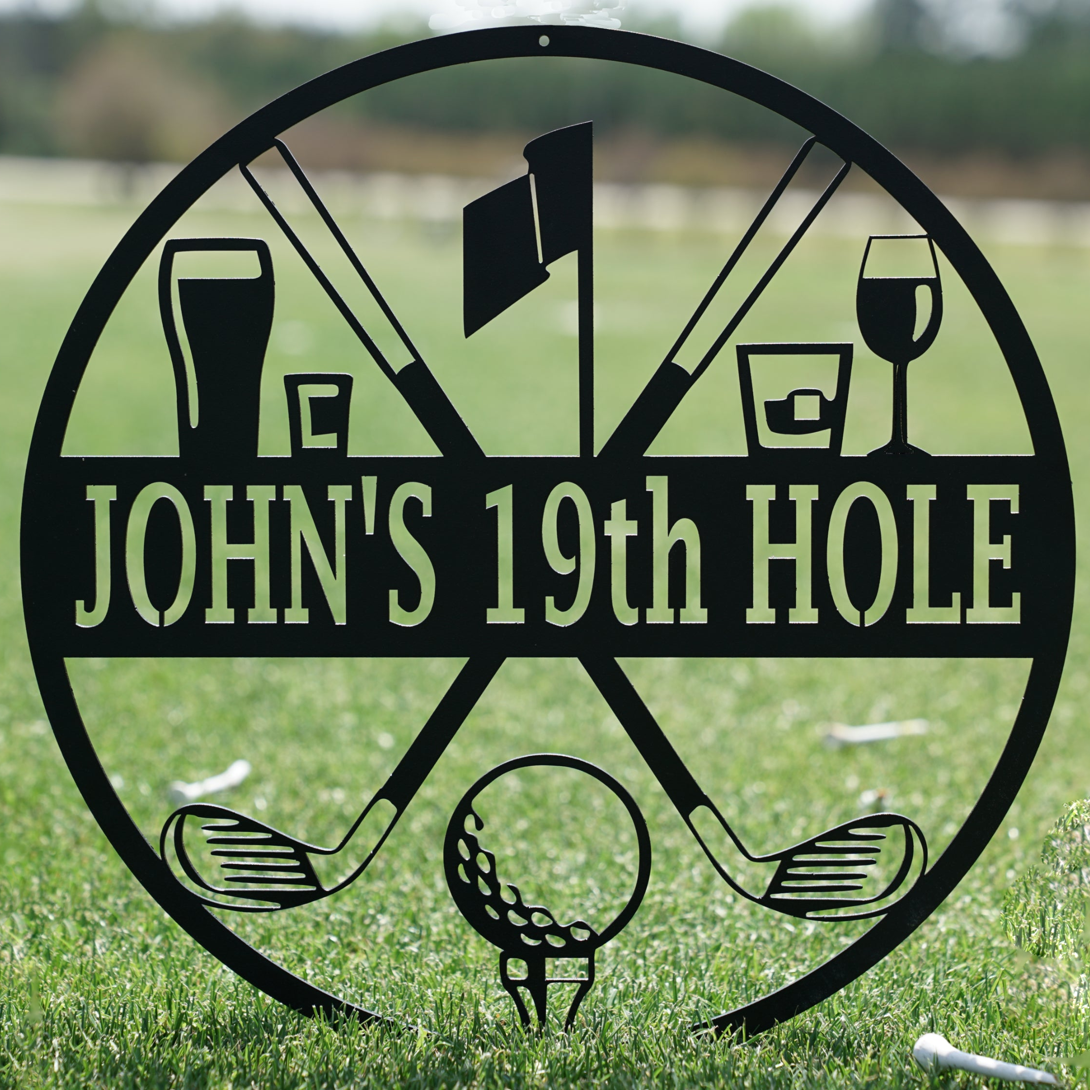 Golf 19th Hole Custom Name Metal Sign