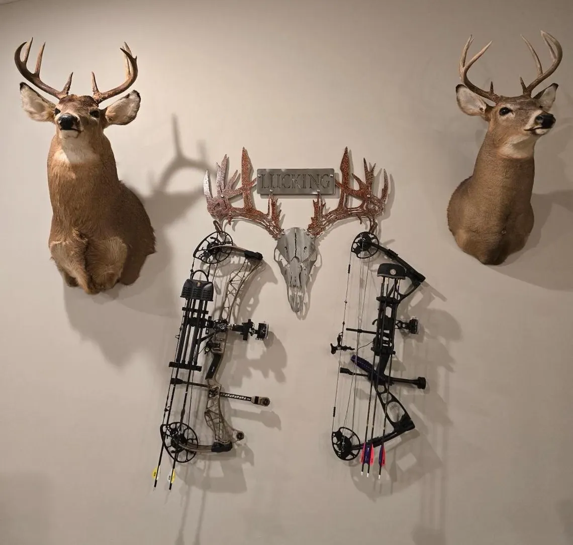 Personalized Metal Deer Skull Bow Rack-The best gift for outdoor lovers