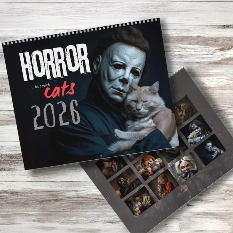 2026 Halloween Horror Movie & Cats Wall Calendar
