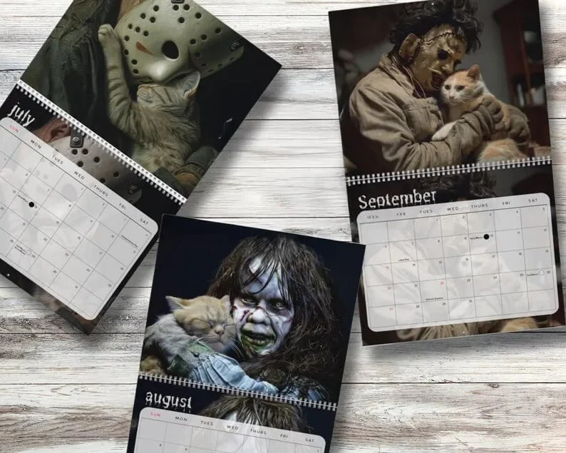 2026 Halloween Horror Movie & Cats Wall Calendar