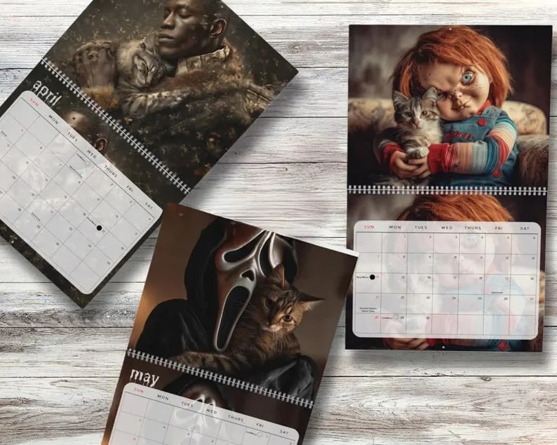 2026 Halloween Horror Movie & Cats Wall Calendar