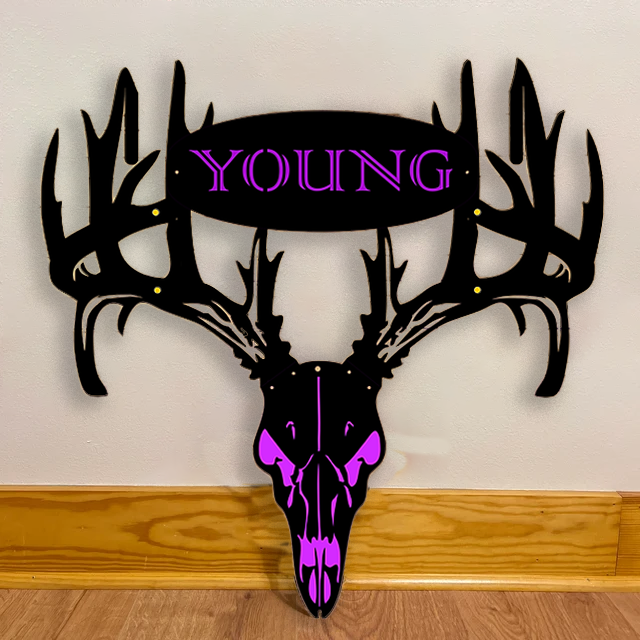 2025 NEW - Personalized Double Bow Hook Metal Deer Skull Rack-The best gift for Christmas