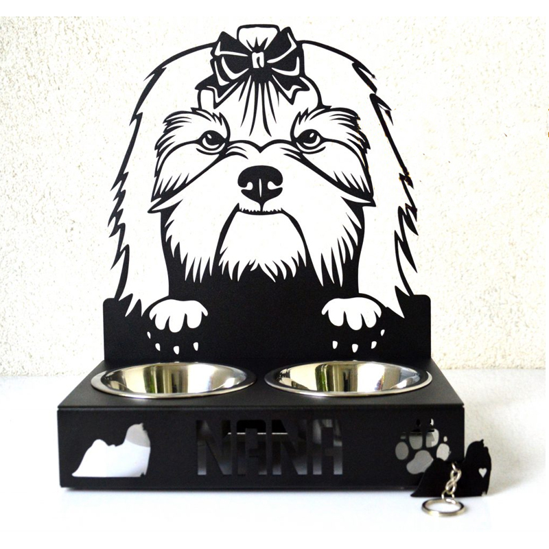 Personalized dog food bowl holder– Customized with your pet’s name