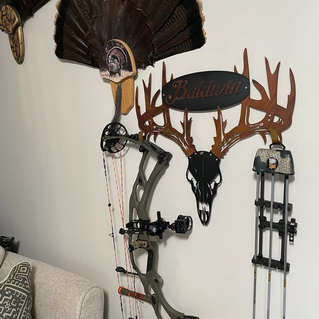 Personalized Metal Deer Skull Bow Rack-The best gift for outdoor lovers