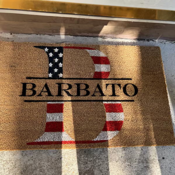 American Flag Last Name Personalized Doormat