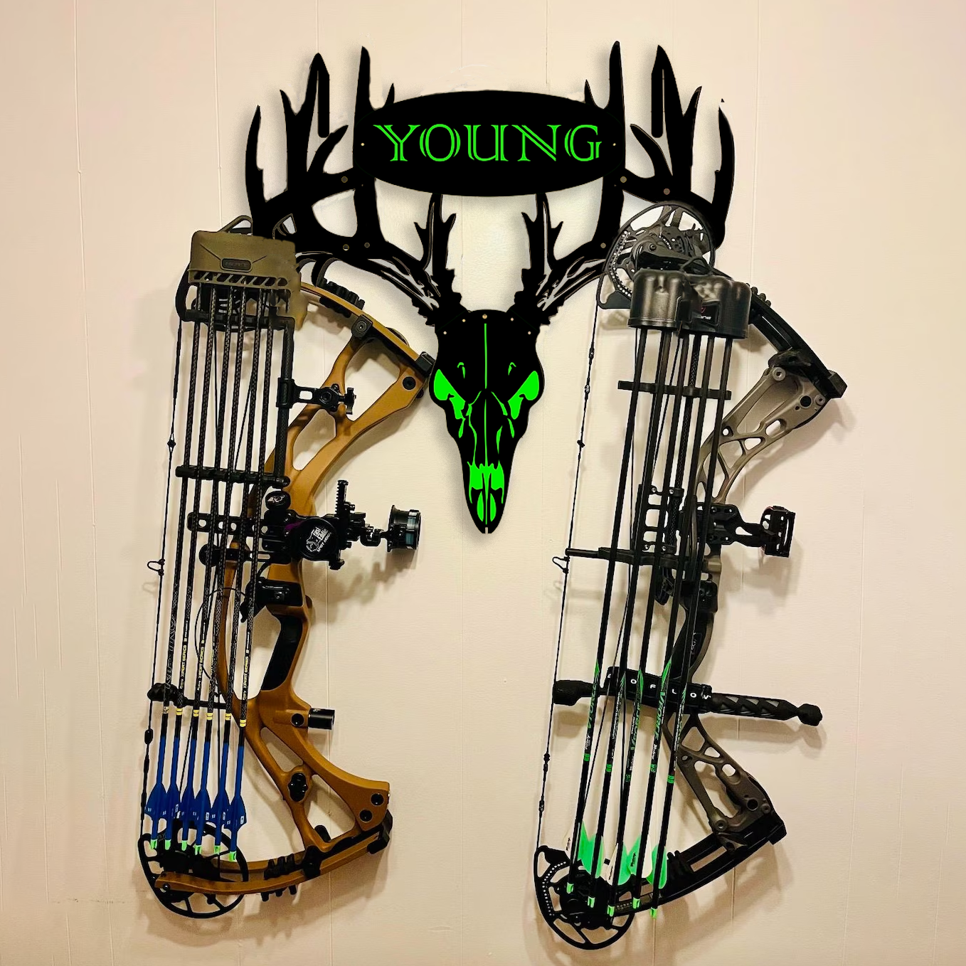 2025 NEW - Personalized Double Bow Hook Metal Deer Skull Rack-The best gift for Christmas
