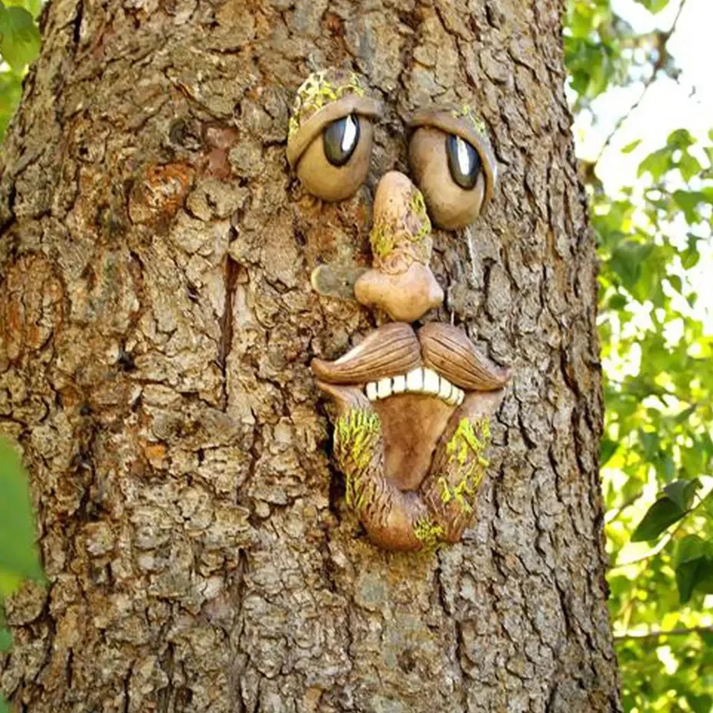 Funny Tree Face: Goofy Outdoor Garden Art Decoration