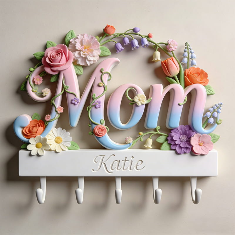Personalized Mother's Day Series Floral-Themed Wall Hooks