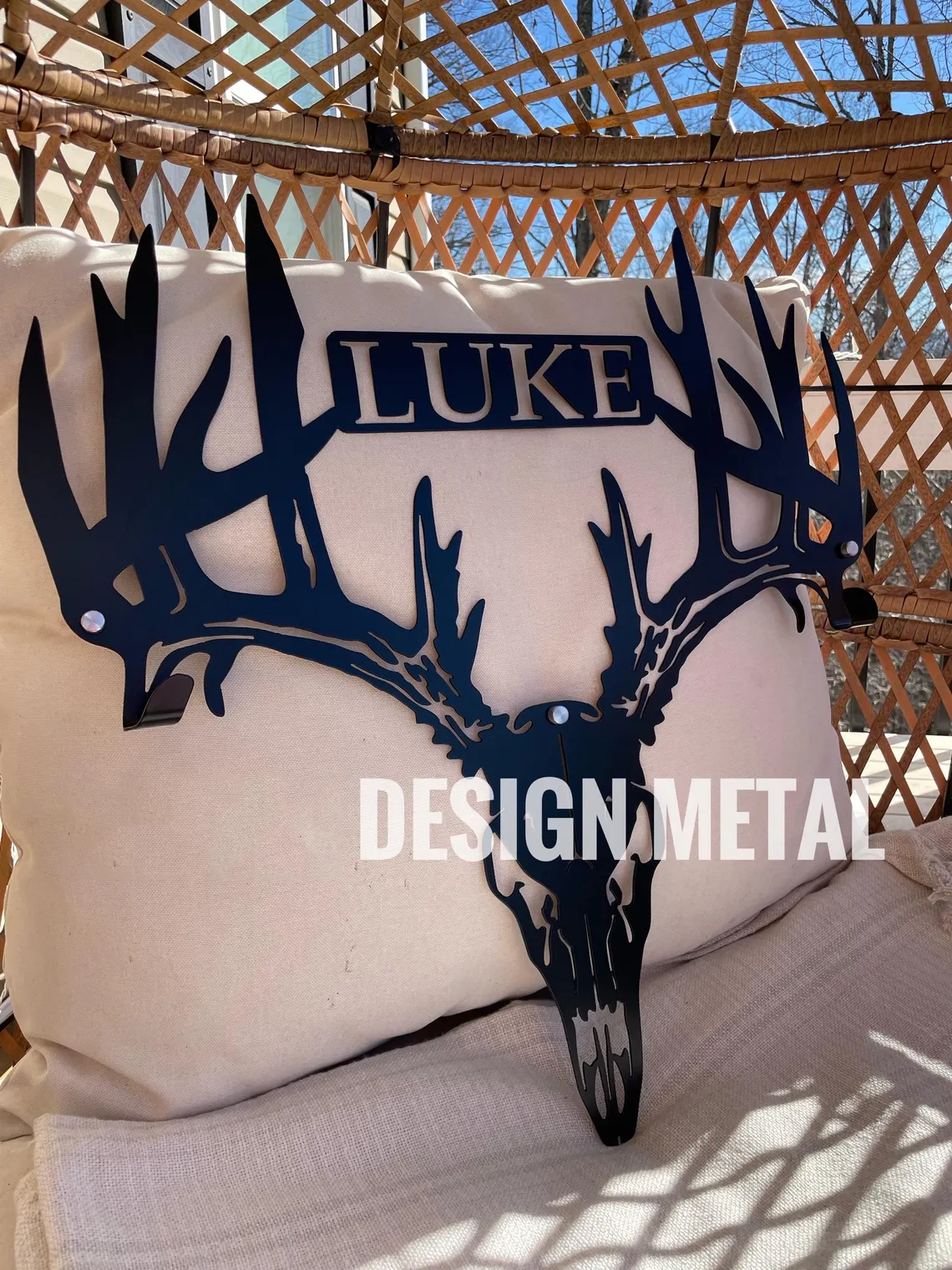 Personalized Metal Deer Skull Rack