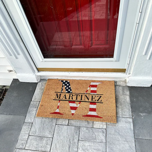 American Flag Last Name Personalized Doormat