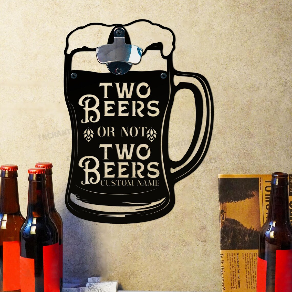 Customizable Fun-Themed Wall-Mounted Beer Opener