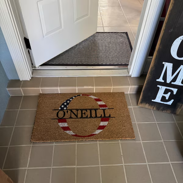 American Flag Last Name Personalized Doormat