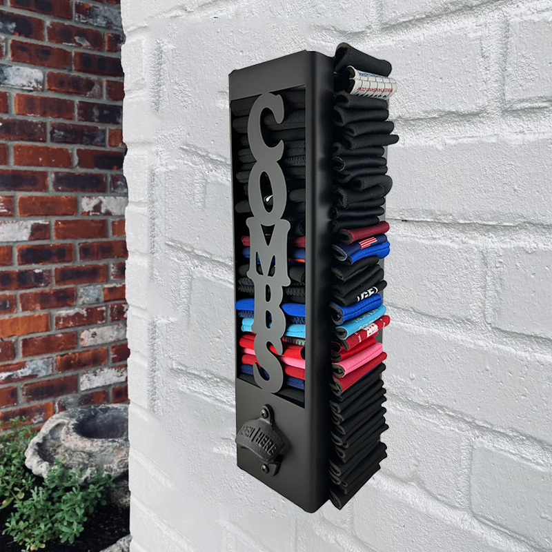 Custom can cooler holder with bottle opener