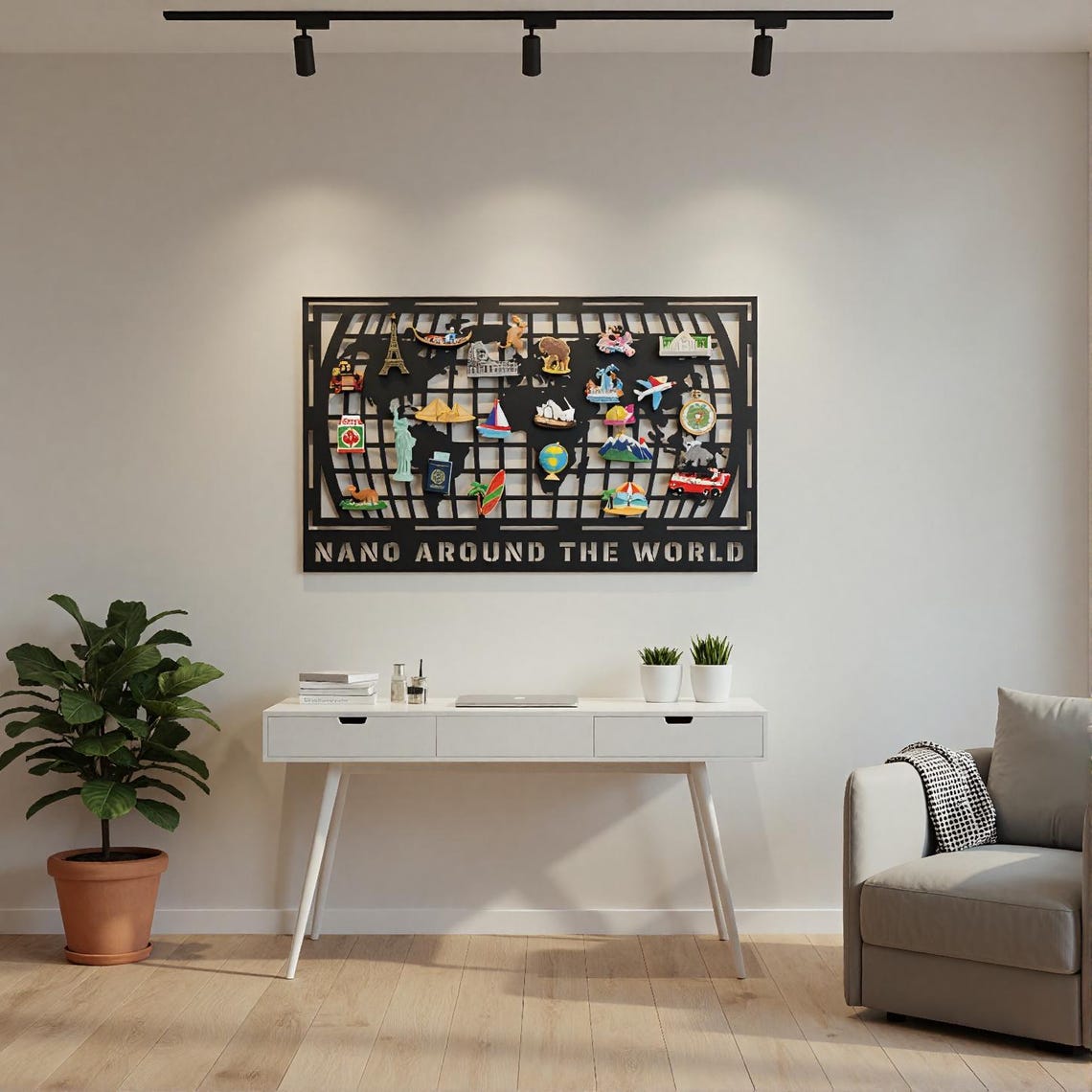 Personalized Travel Magnet Board: Metal World Map Souvenir Display image 1