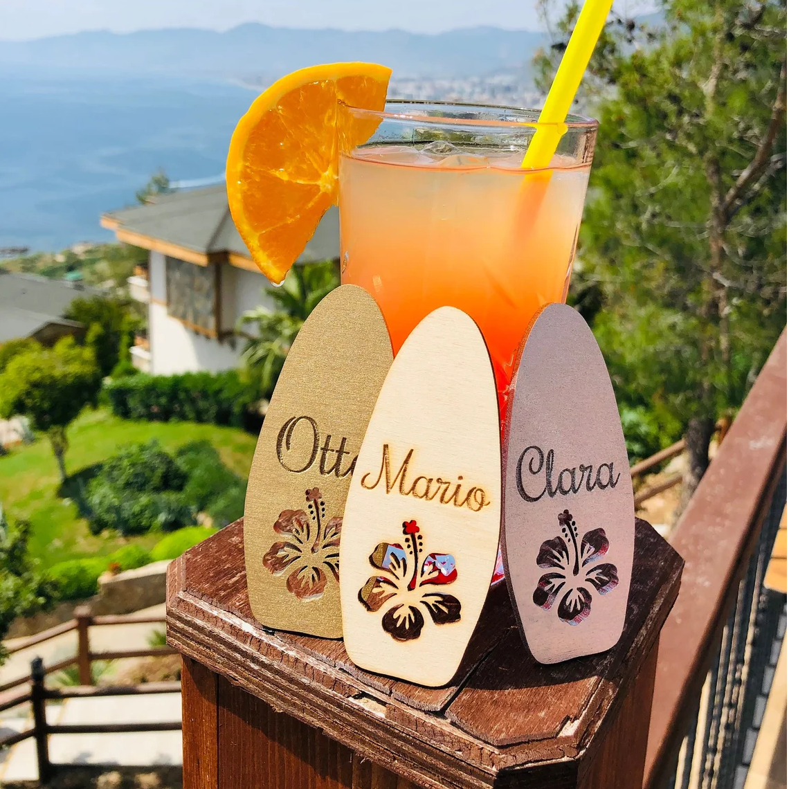 Custom Summer Surfboard Seat Cards Party Decorations