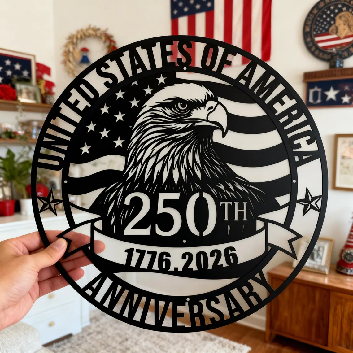 USA 250th Anniversary 1776-2026 Metal Wall Art Sign