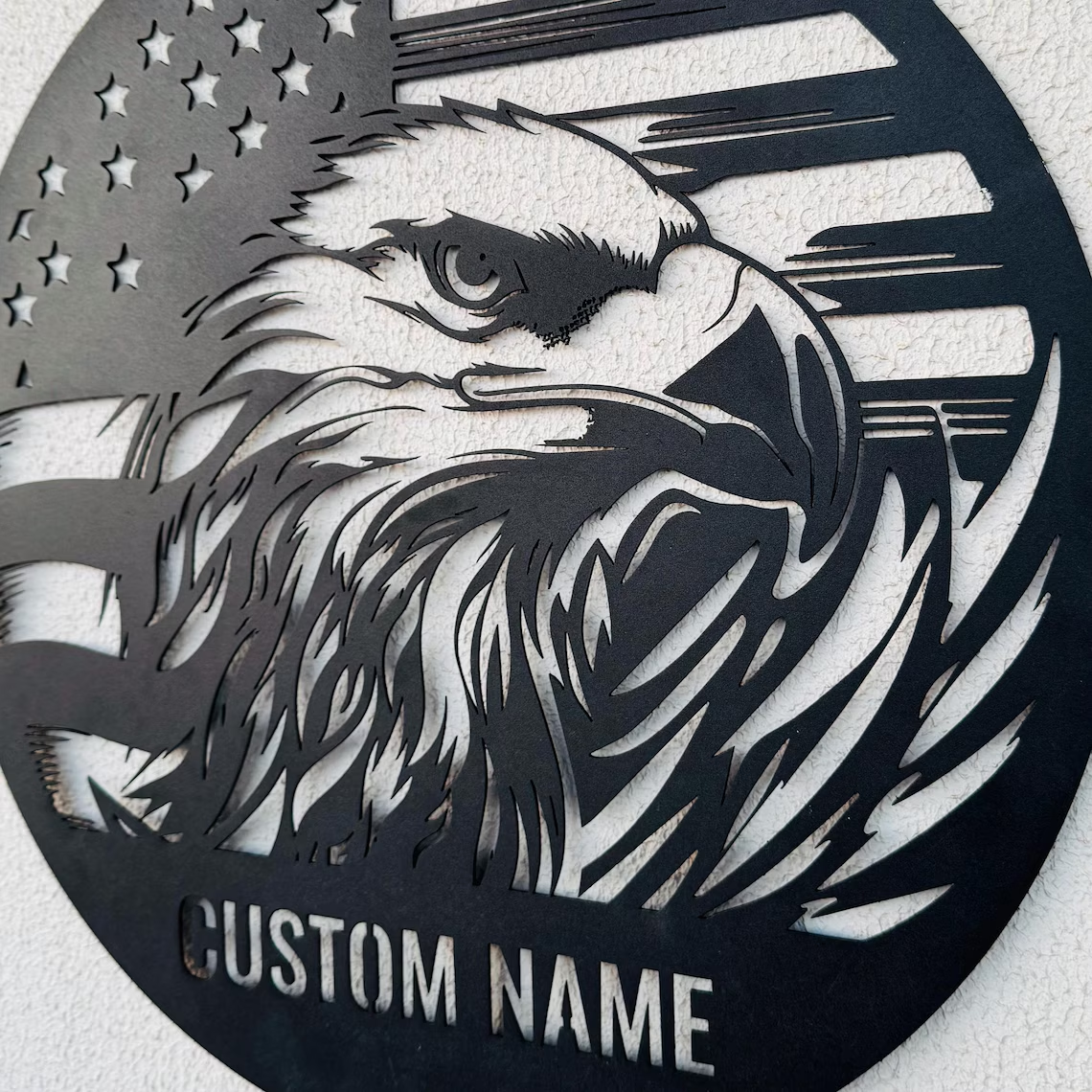Custom Eagle-Shaped American Flag Metal Sign