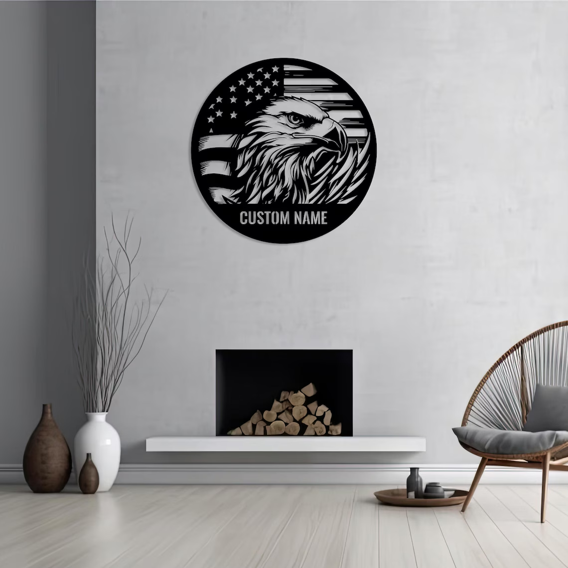 Custom Eagle-Shaped American Flag Metal Sign