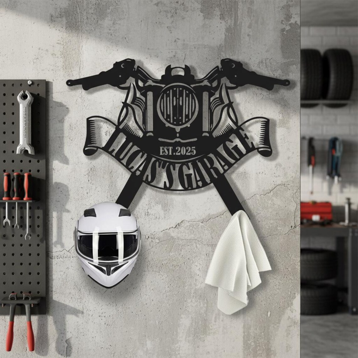Custom Metal Motorcycle Helmet Rack