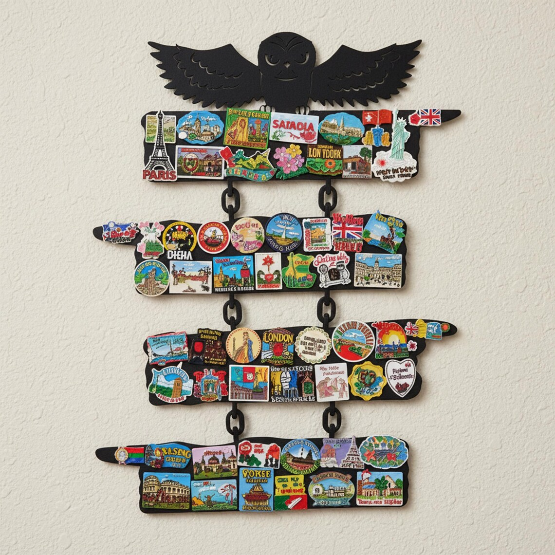 Owl Topped Multi-Tier Metal Magnet Board