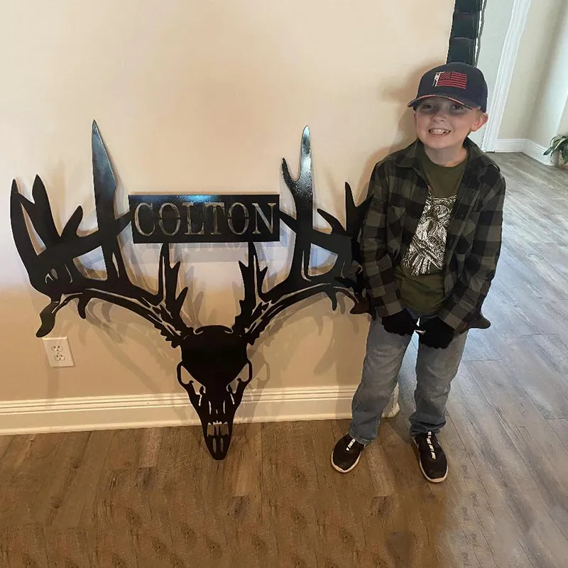 Personalized Metal Deer Skull Rack