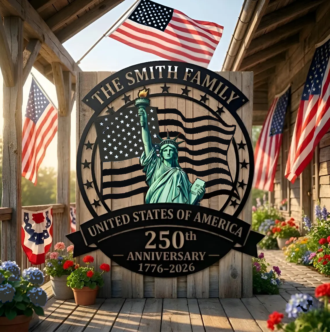 America 250th Anniversary Metal Sign