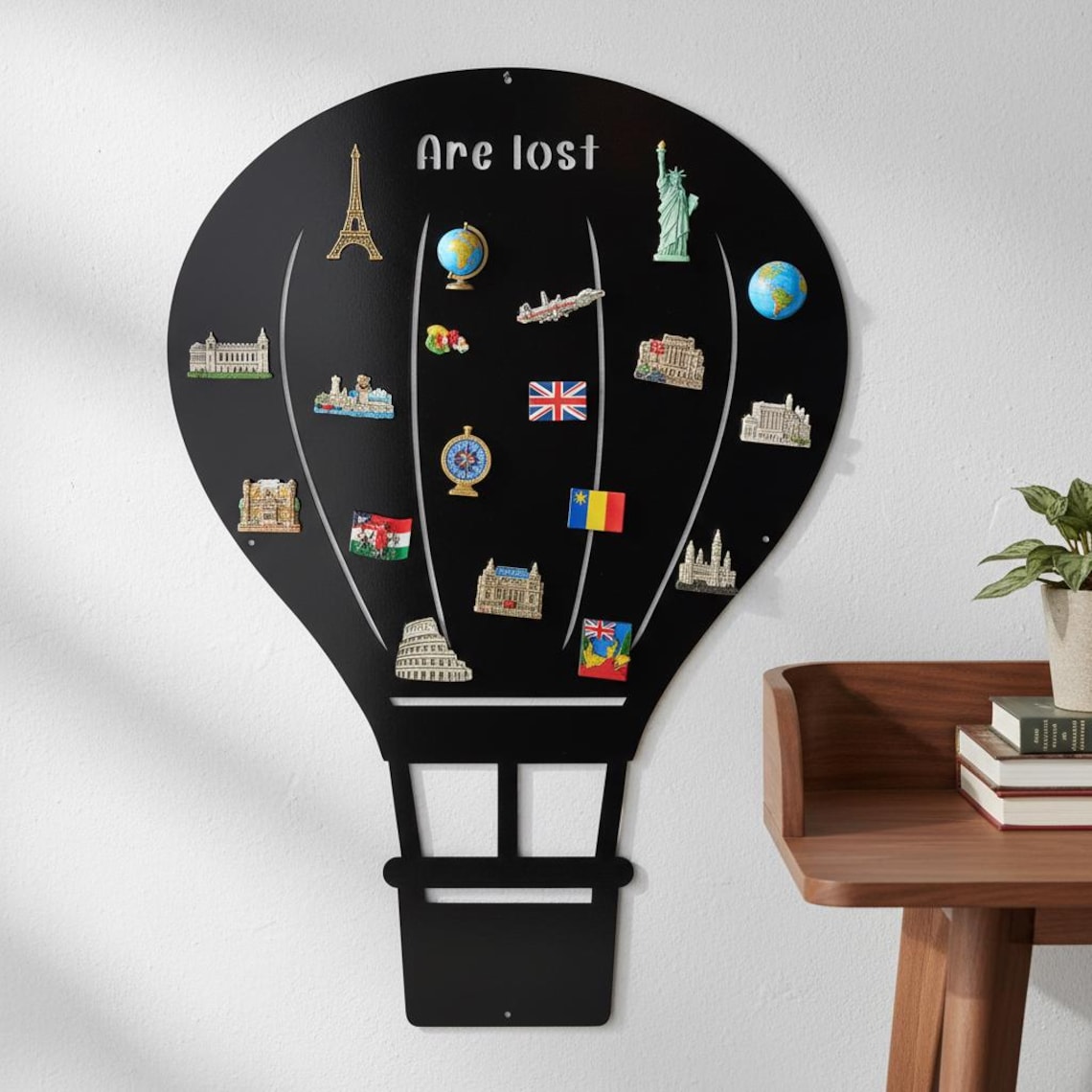Hot Air Balloon Magnet Display Board, Custom Board for Travel Magnets, Room Organizer, Large Display Board, Whimsical Home Decor image 1