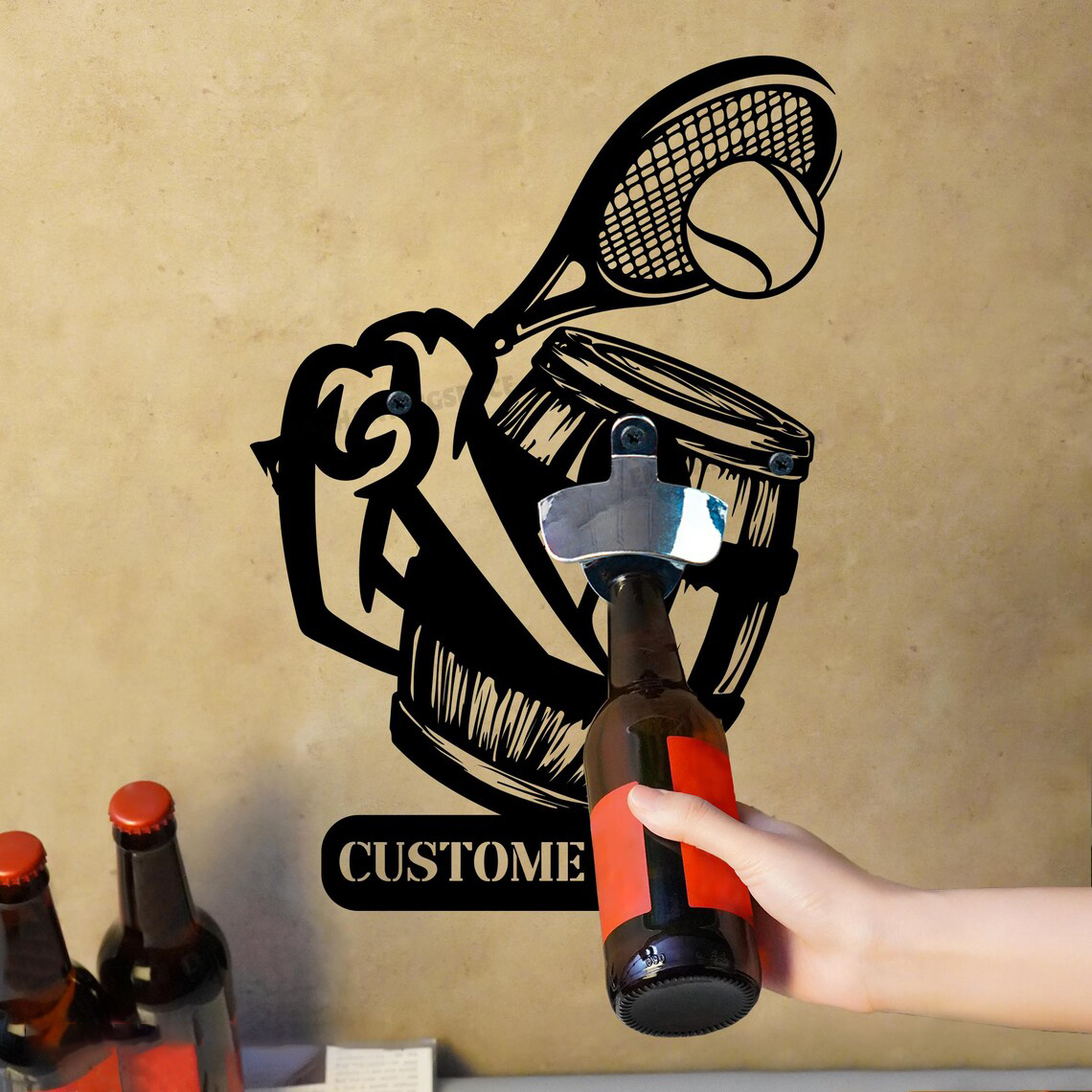 Customizable Fun-Themed Wall-Mounted Beer Opener