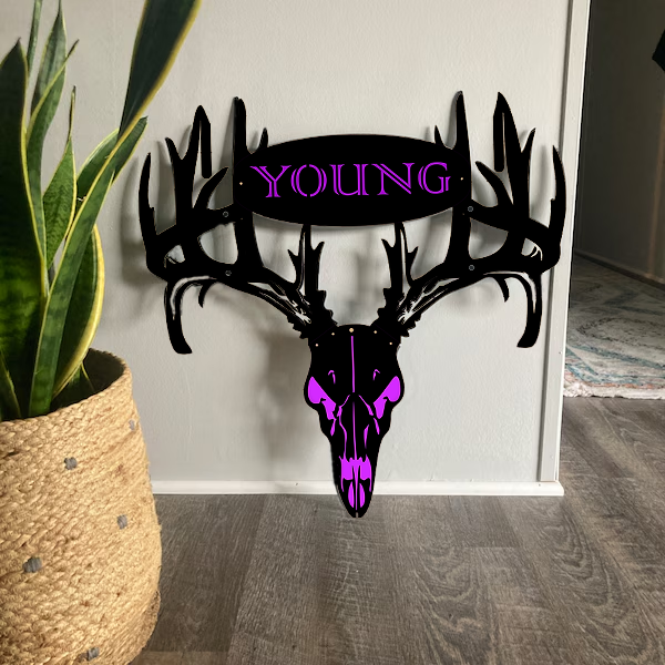 2025 NEW - Personalized Double Bow Hook Metal Deer Skull Rack-The best gift for Christmas