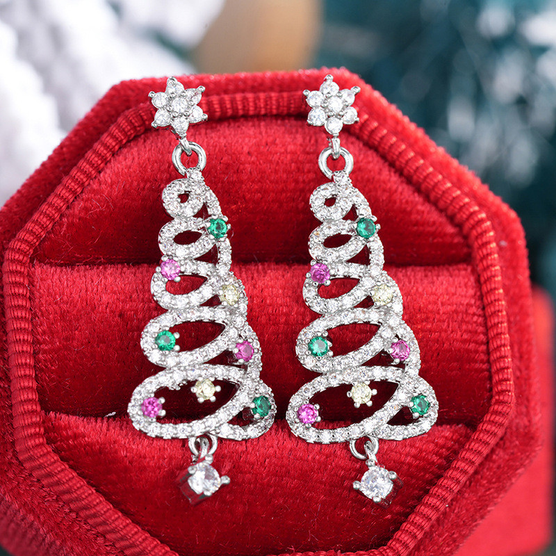 Colorful Christmas Tree Drop Earrings