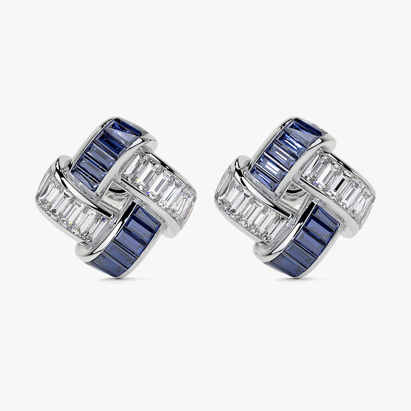 Emerald Cut Multicolor Weave Stud Earrings