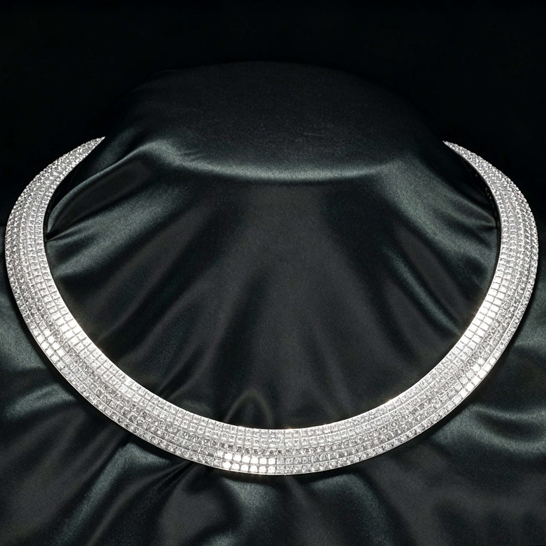 Micro-pave Setting Round Cut White Sapphire Necklace Choker