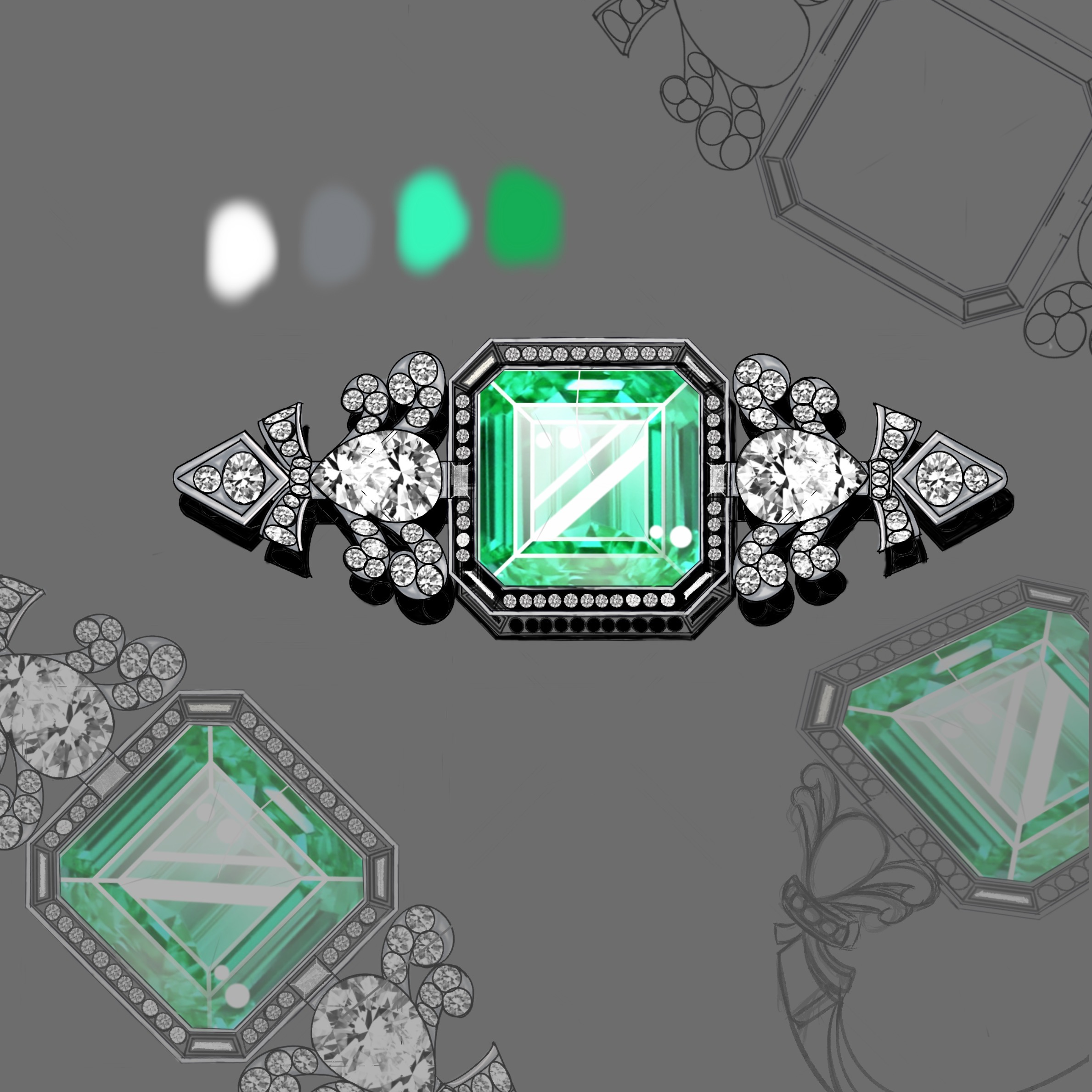 Original Design - 5ct Emerald Cut Emerald Sapphire Engement Ring