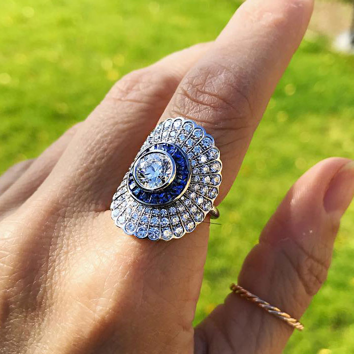 2ct Round Cut White Sapphire Cocktail Ring