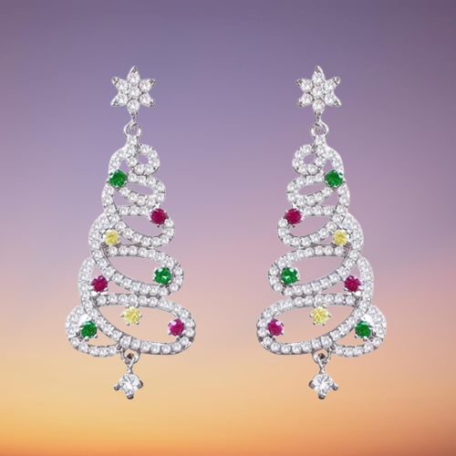 Colorful Christmas Tree Drop Earrings