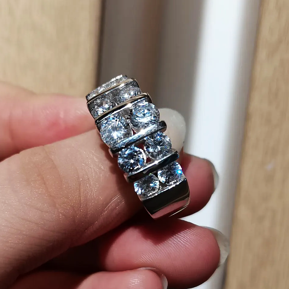 6.25ct Round Cut White Sapphire Half Eternity Ring