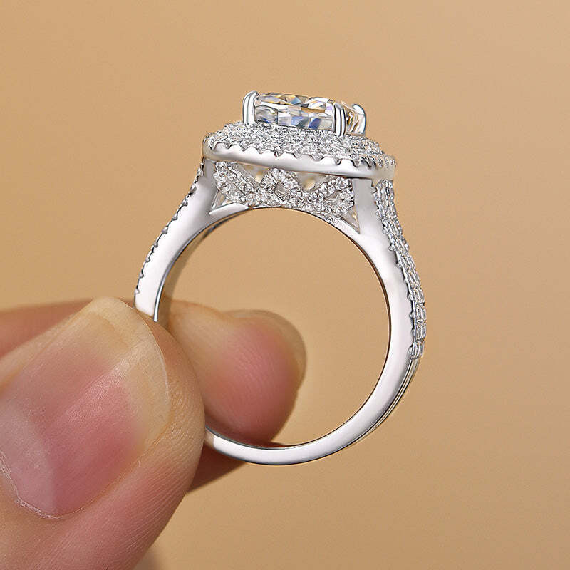 5ct Double Halo Cushion Cut Sapphire Engagement Ring