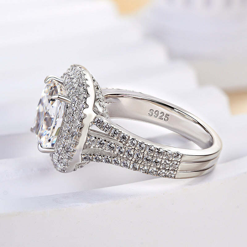 5ct Double Halo Cushion Cut Sapphire Engagement Ring