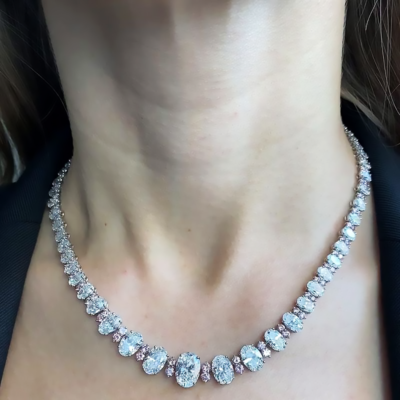 Oval Cut White Sapphire Necklace