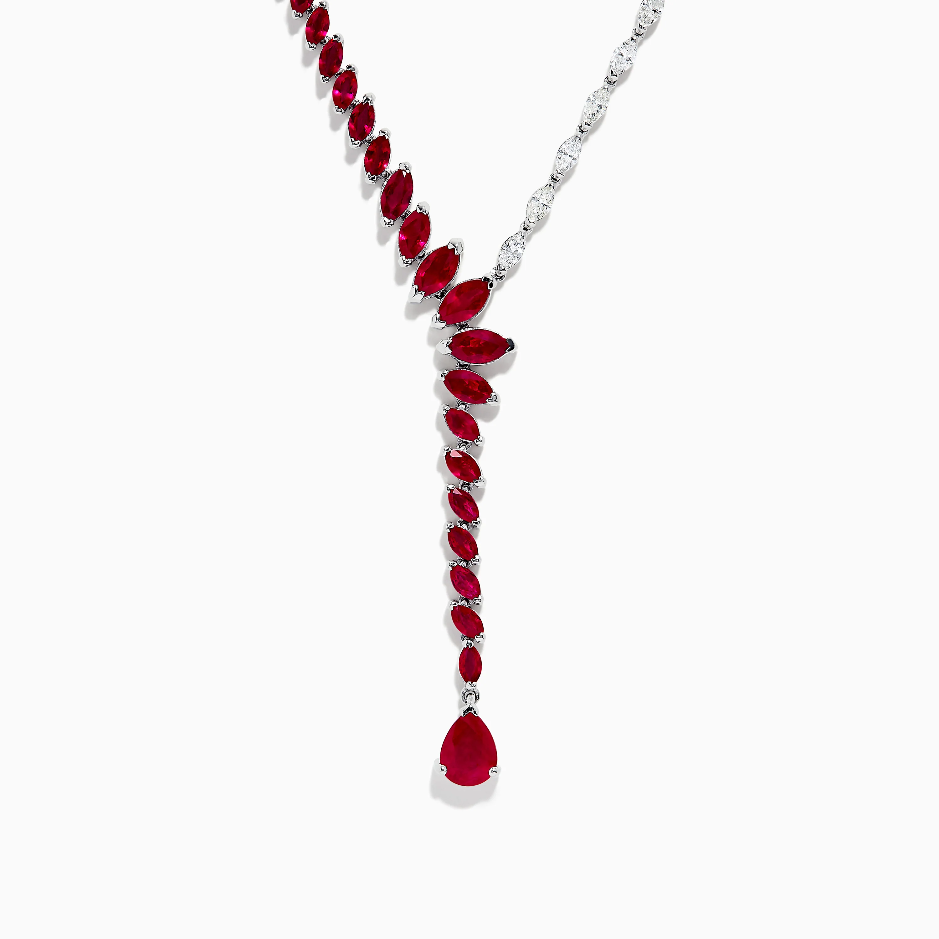 Pear&Round Cut Ruby Sapphire Statement Necklace