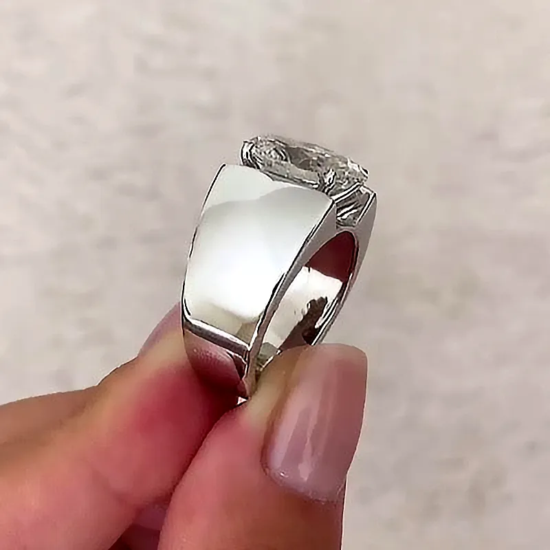 5ct Channel Setting Oval Cut White Sapphire Men's Ring