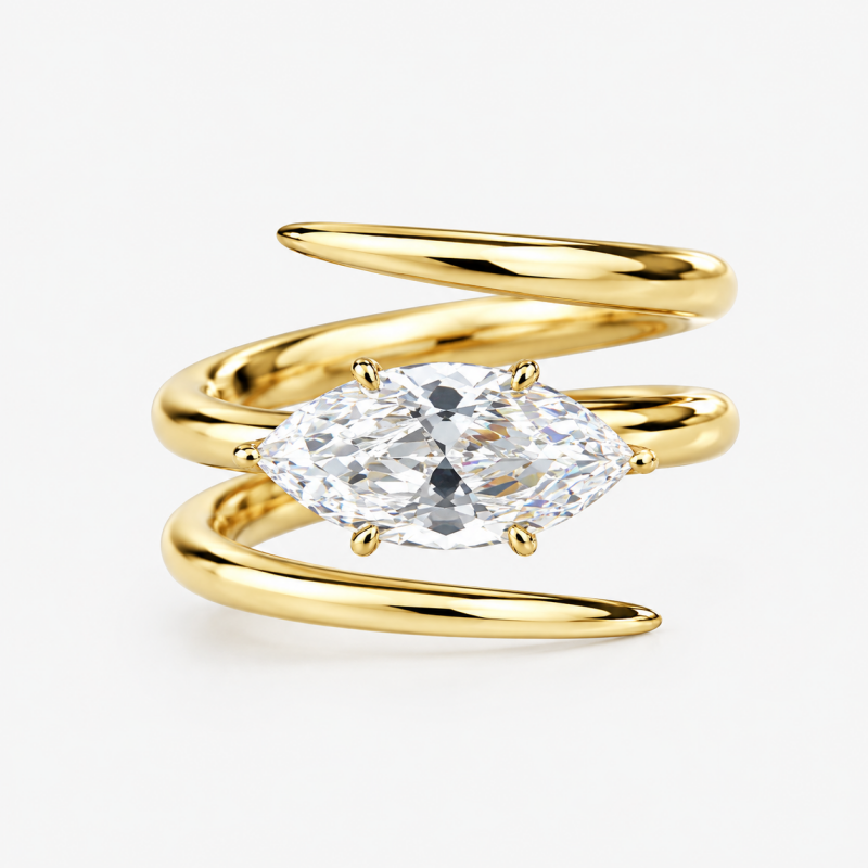 2.25ct Hexagona Marquise Cut Lemon Sapphire Coil Engagement Ring