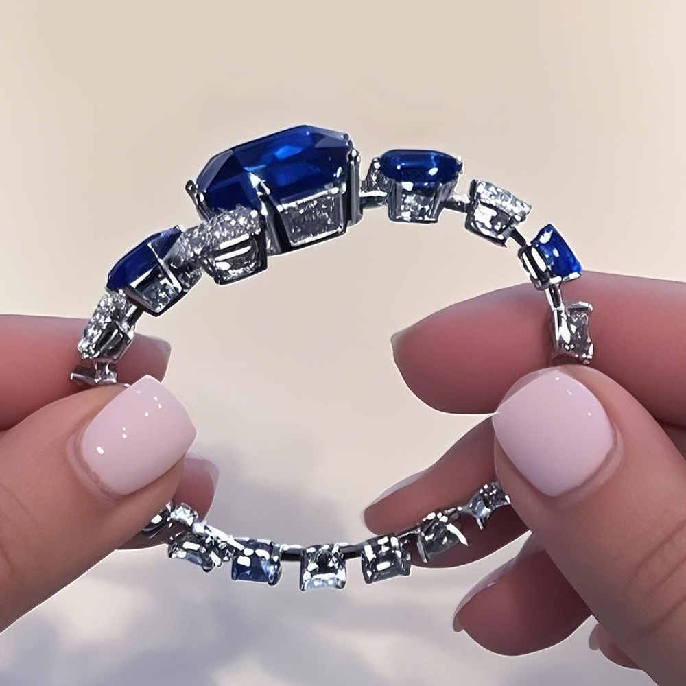 Cushion Cut Blue Sapphire Bracelet