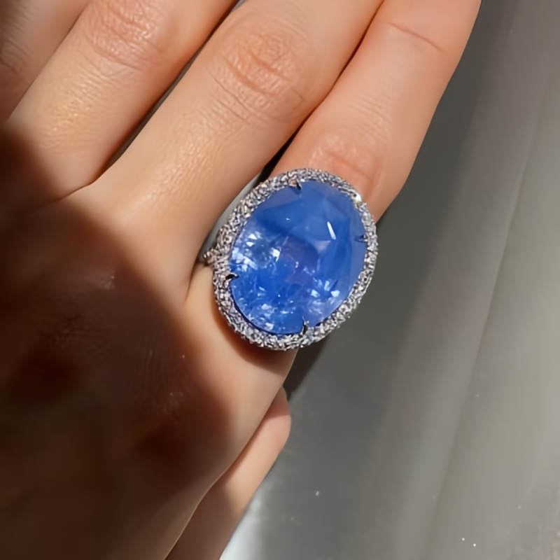 6.25ct Halo Oval Cut Sapphire Cocktail Ring
