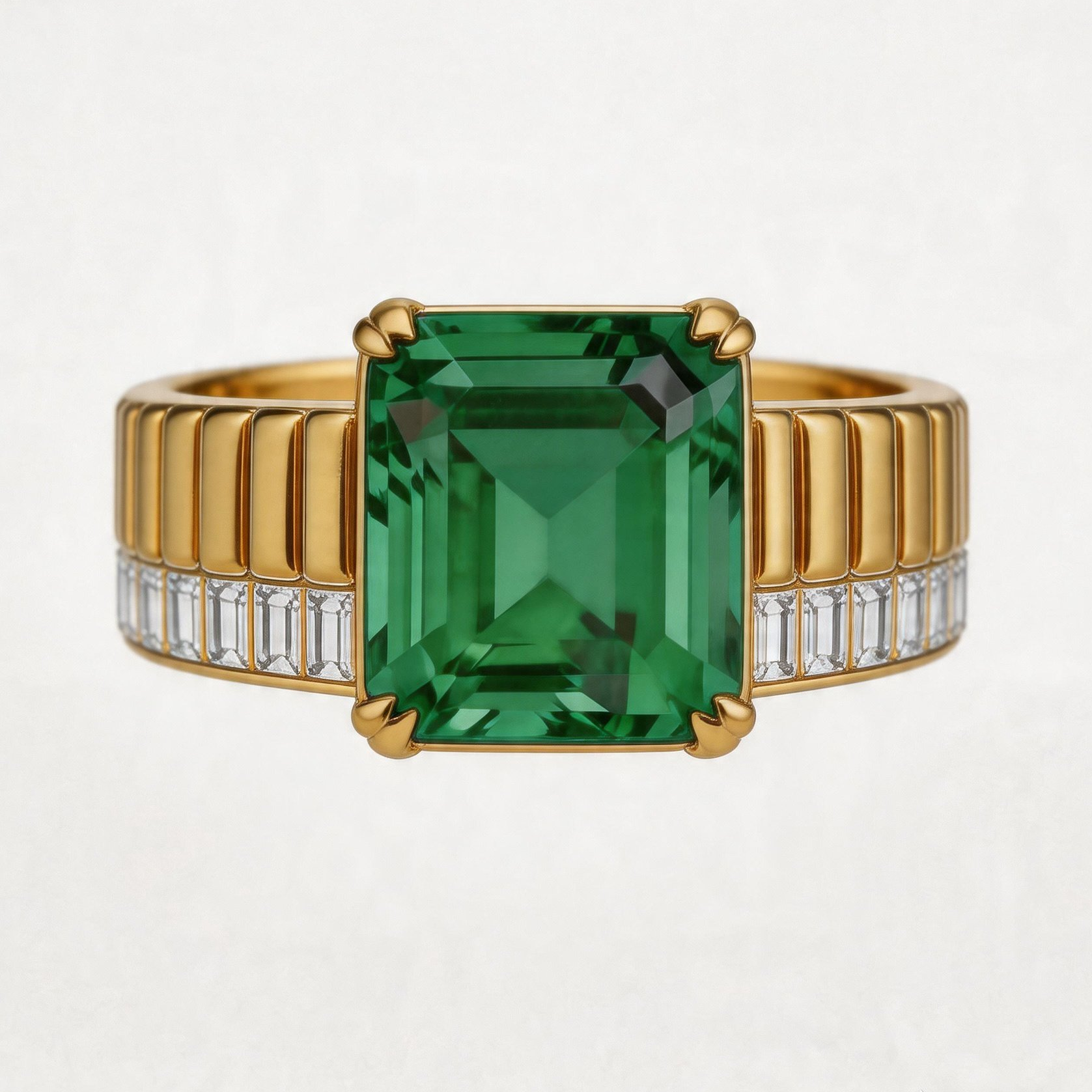 Original Design - 3ct Emerald Cut Emerald / Aquamarine Sapphire Engagement Ring